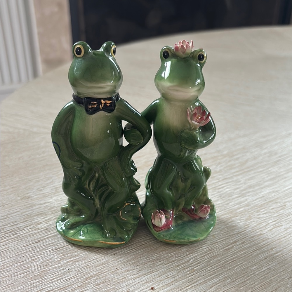 Charming Green Frog Salt & Pepper Shaker Set